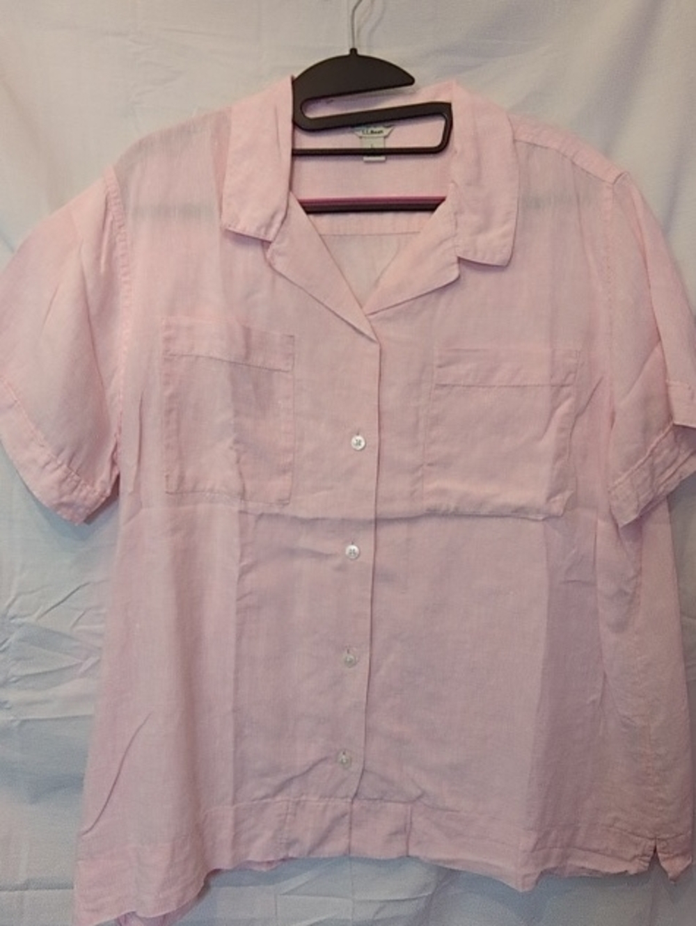 L.L. Bean Light Pink Short-Sleeve Button-Front Shirt